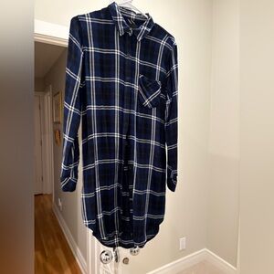 Rails Blue Plaid Button-Up Shirt Dress